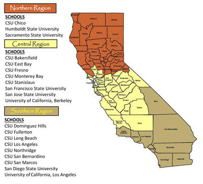 California map of SERVE locations
